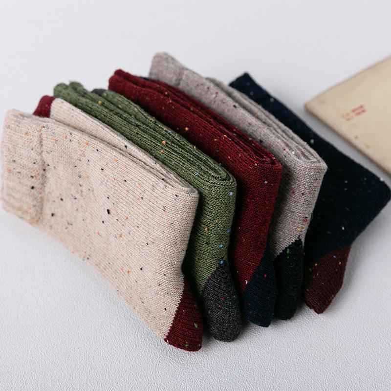 5 Pairs Fo Socks, Winter Socks, Women's Socks, Thickened Socks, Polka Dot Yarn Socks, Rabbit Wool Socks, Mid-calf Socks