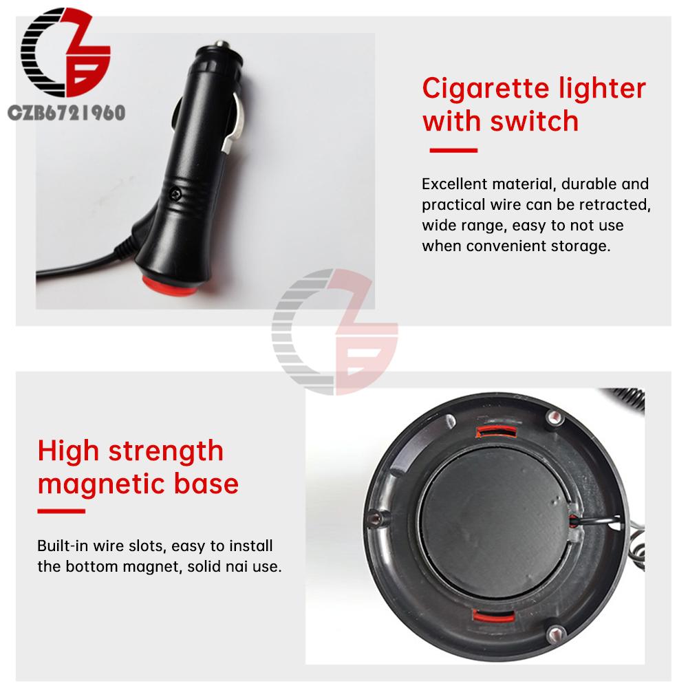 Universal 12V 24V Car Truck Roof Top Warning Light Emergency LED Strobe Light Flashing Beacon With Magnetic Base