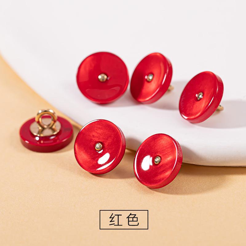 

Смола Перламутрові Металеві Ґудзики для Сорочки Кольорові Ґудзики Одяг Сорочка Декоративні Ґудзики 1pcs червоний