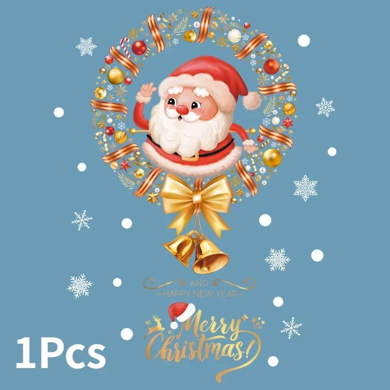 Cartoon Merry Christmas Window Stickers Santa Claus Xmas Tree Unicorn Glass Decal Christmas Decorations for Home 2025 New Year