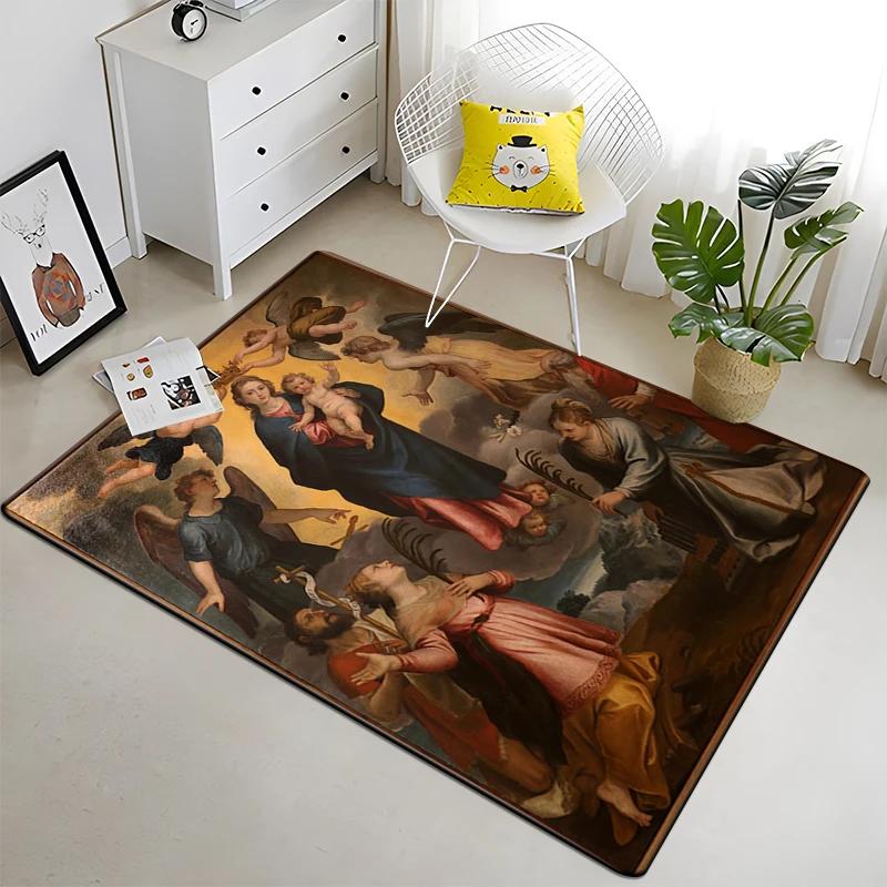 Jesus Virgin Maria Believer Pray Mat Believer Carpet for Living Room Rugs Bedroom Decorative Mat Anti-Slip Yoga Mats Area Rug