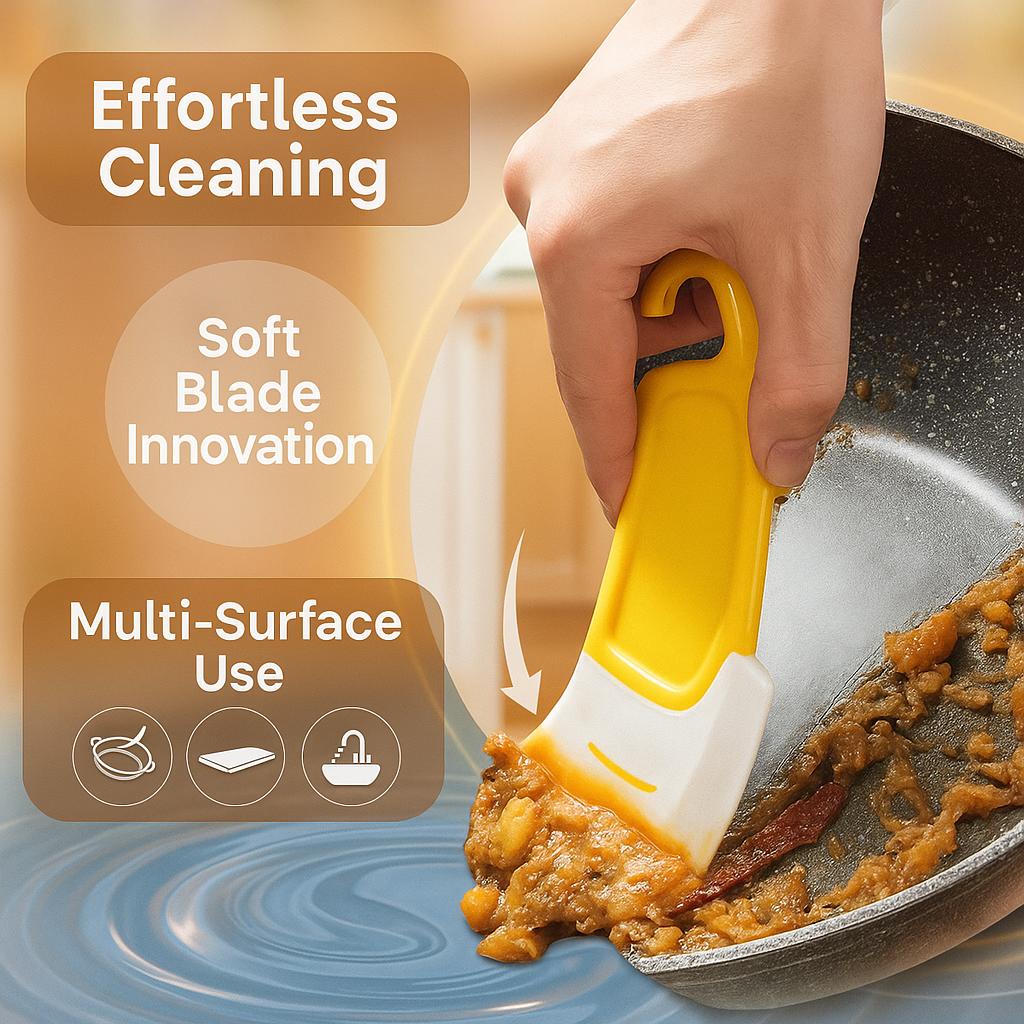 Cleaning Spatula Kitchen Scraper Soft Blade Scraper Brush Dirty Pan Pot Dishes Cleaner Tools Cooking Baking Tool Kitchen Gadget