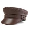 100% Sheepskin Military Hat - XXL Genuine Leather Flat Top Cap for Men/Women, Vintage Rock Style Unisex Headwearoll Captain Hat