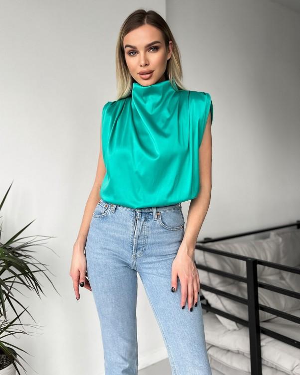 

Блуза шовкова без рукавів ISSA Plus S зелений