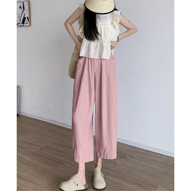 

Women s Summer 2026 High-Waist Slimming Milk Puff Grandma Pants - Single/Two-Piece, Casual Cropped Carrot Style 3XL (145-160 jin)