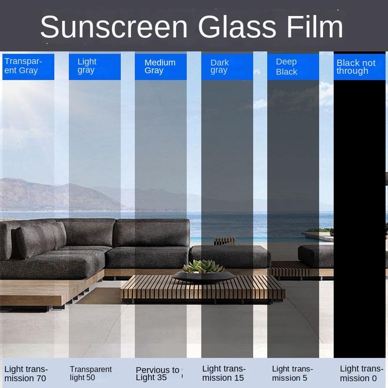 40*100CM Skleněná Tepelná Izolace, Ochrana proti Slunci, Anti-ultrafialová Fólie, Stínění, Stínění, Průhledná Průsvitná Nálepka, Fólie Měnící Barvu Šedá a Černá