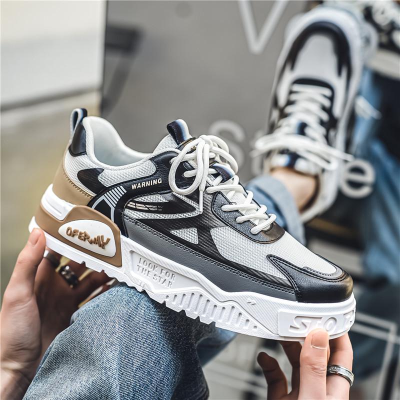 Men's shoes mesh breathable sports running shoes summer new 2024 casual thick-soled non-slip heightening board shoes trendy shoes