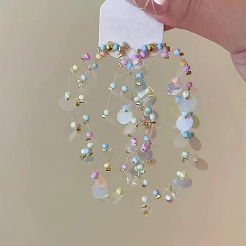 Steel Needle Flower Star Pendant Earrings Sweet Niche Temperament Earrings Exquisite Versatile Fashion High-end Earrings