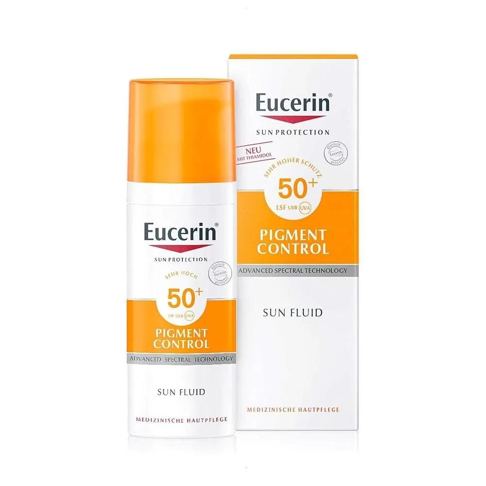 Eucerin Pigment Control Солнцезащитный флюид 50 мл 1 упаковка Eucerin Pigment Control SPF 50+ Солнцезащитный флюид, 50 мл