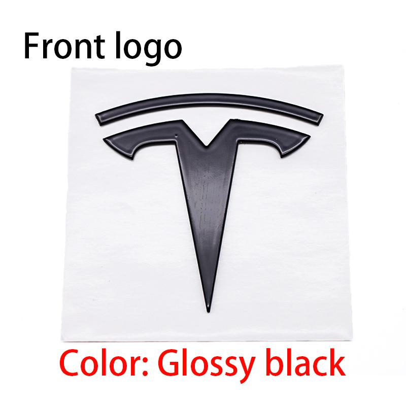 QSGMX1 3D For Tesla Logo ABS TESLA Model 3 Mode Y Car Front Hood Logo Cover Emblem Sticker Styling Auto Body Rear Trunk Badge