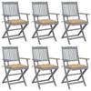 Day and Night - Day and Night Folding Garden Chairs 6 Units Cushions Solid Acacia Wood
