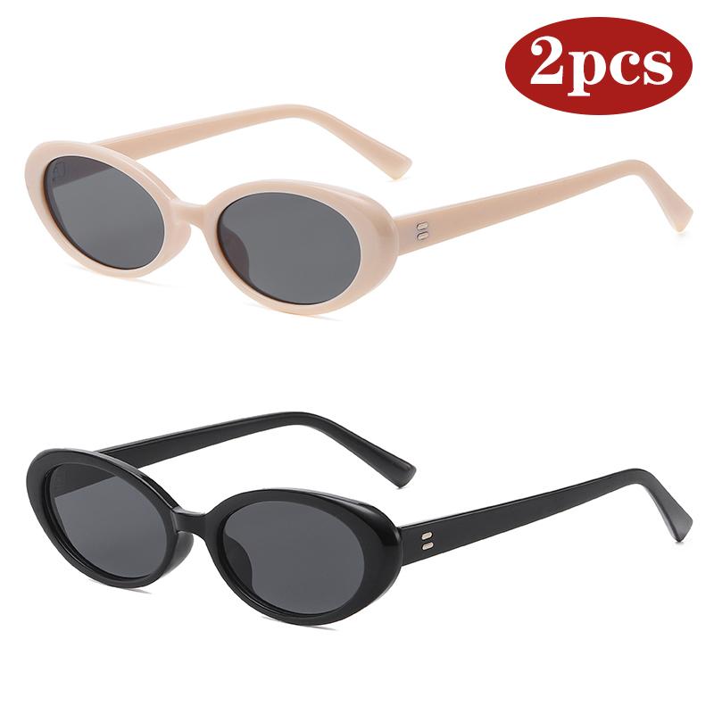 1/2pcs Women Retro Oval Sunglasses Black Small Frame Fashion UV400 Sun Glasses Female Lady Trendy Goggle