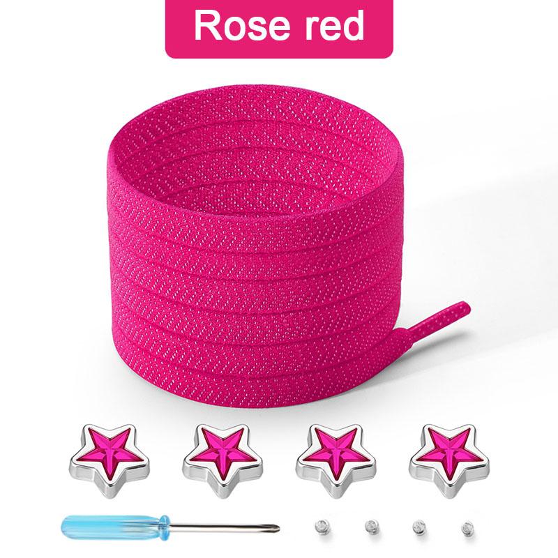 Star Diamond No Tie Shoelaces Colorful Rhinestone Metal Buckle Shoe Laces Flat Elastic Shoelace Kids Adult Sport Cute Shoestring