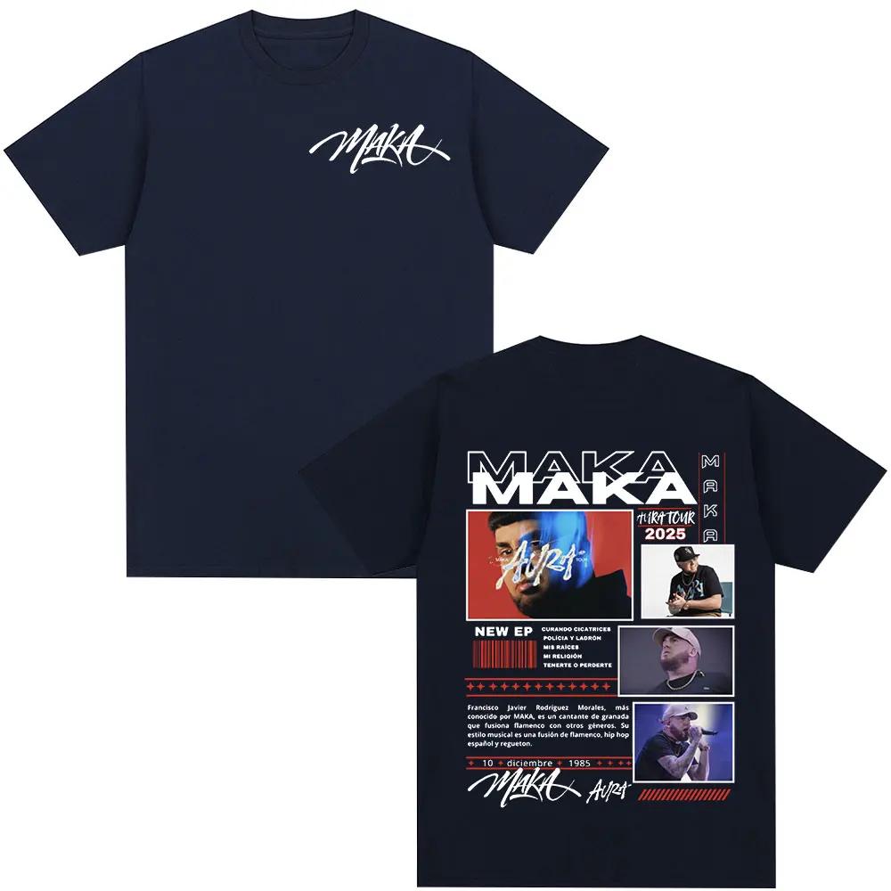 Maka Aura 2025 Tour Merch Rapper Shirts for Men and Women, Fashionable Vintage Street Shirt, Casual Short Sleeve Cotton Shirt