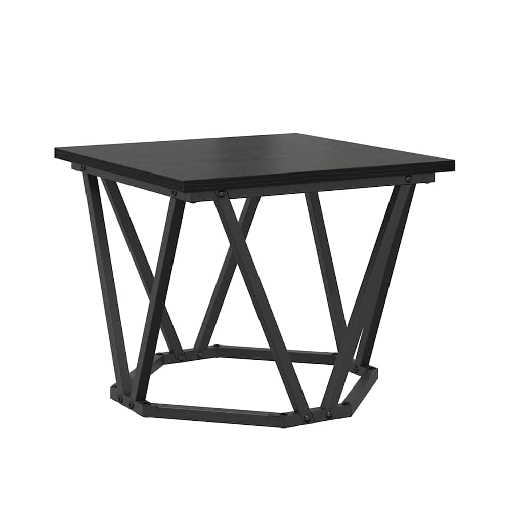 Coffee Table Set 3 Pcs Black Oak Look Engineered Wood and Steel