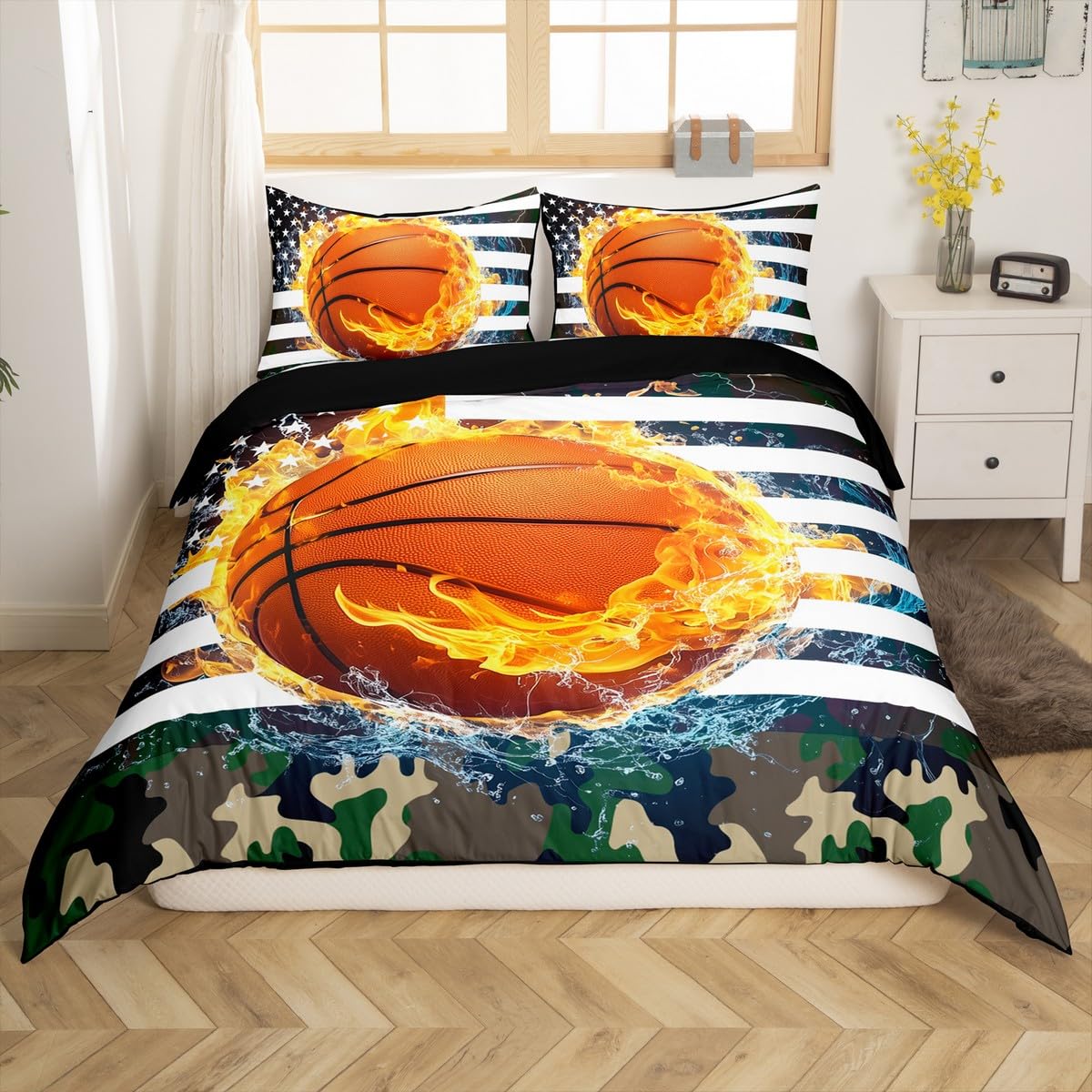 

Erosebridal American Flag Duvet Cover, Boys Football Comforter Cover Twin Soccer Sports Games Bedding Set United States Federations Stars St 155x200cm
