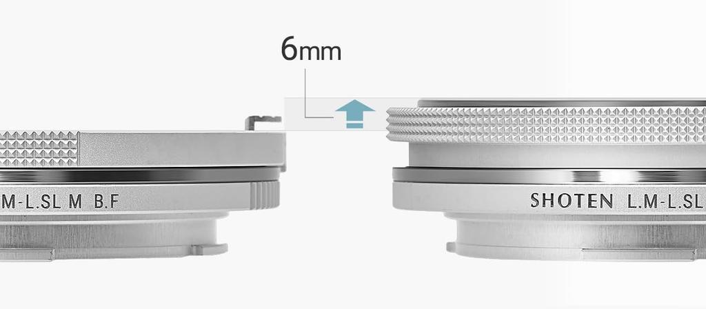 SHOTEN Mount Adapter M BF Lenses to with 6mm Shortens Minimum Focus Focus Matte Silver LM-LSL (Converts M-Mount L-Mount Cameras) Helicoid, Close-Up