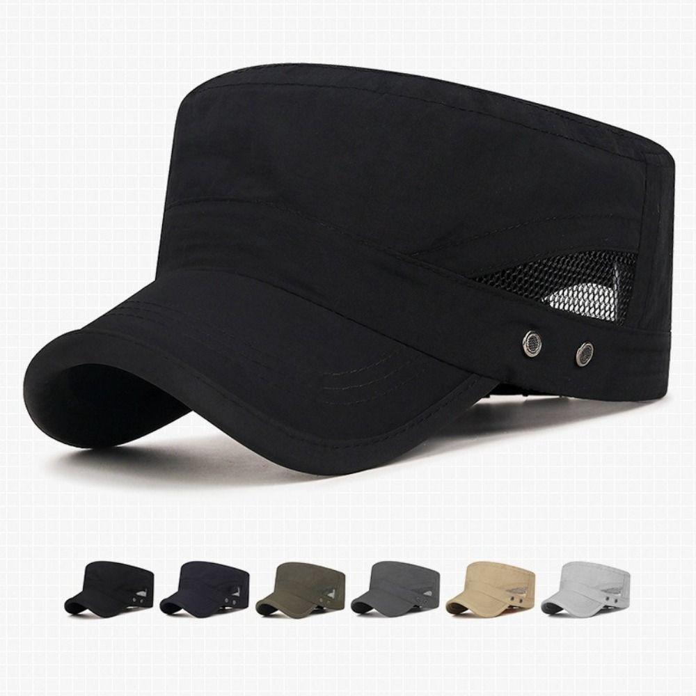 Polyester Sun Hat Breathable Summer Visor Hat New Flat Peaked Cap Men
