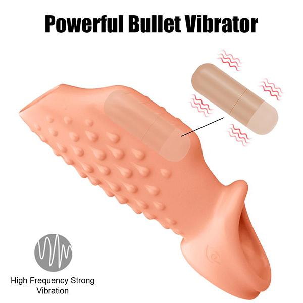 Cock Sleeve Penis Vibrerende Ring Myk TPE Enlargement Extender Mannlig Forsinkelse Ejakulasjon Kyskhet Innretning Sexleketøy For Menn Par