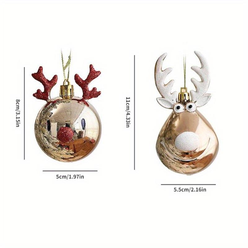 2Pcs /Lot Christmas Tree Ornaments Elk Scene Pendant Decorations Red Elks Diameter Balls Hanging Plastic Gift