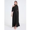 Sexy Off-the-Shoulder Patchwork Halter-Neck High-Waisted Slit Dress Women's Elegant and Flowing Slit Evening Gown Summer Dress