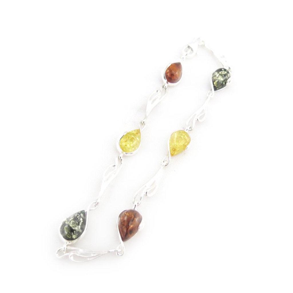 Les Trésors De Lily [J2127] - Silver Bracelet 'Inspiration' Amber 3 Tones