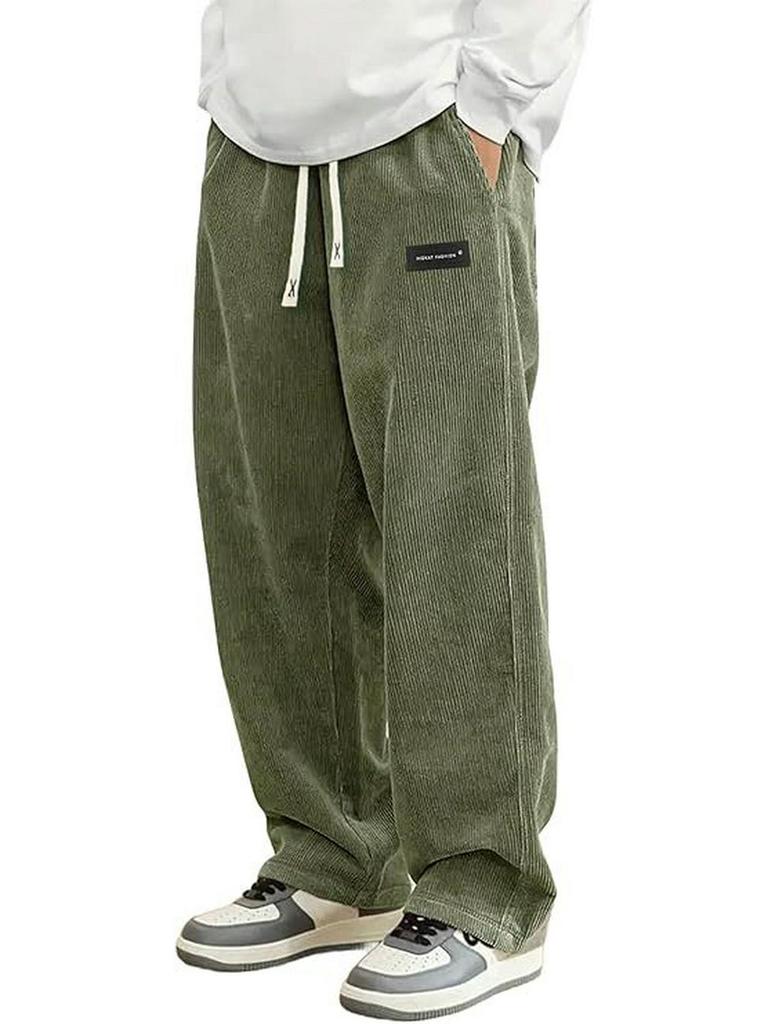 Men's Corduroy Casual Drawstring Wide-Leg Sports Pants