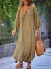 New Women's Cotton Linen Long Sleeve Cardigan Dress for Autumn and Winter