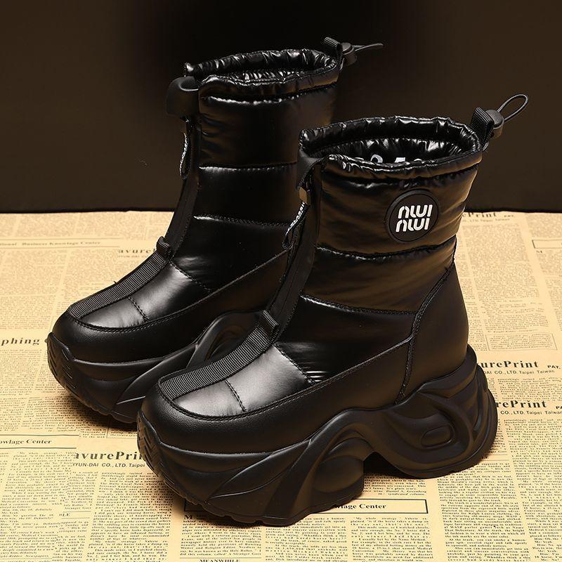 Winter New Thick-soled Inner Height Increase Velvet Non-slip Snow Boots Children's Muffin Warm Cotton Shoes