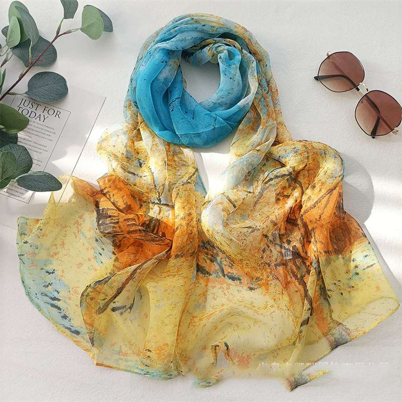 Scarf Lotus Pond Wholesale Long Women's Scarf Beach Scarf Moonlight Thin Summer Lotus Sunscreen Scarf Scarf