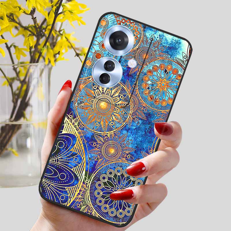 Phone Cover for OPPO Reno11 F 5G Case Black Silicone TPU Fashion Marble Print Shells for Oppo Reno 11F Protective Capa Soft Bags