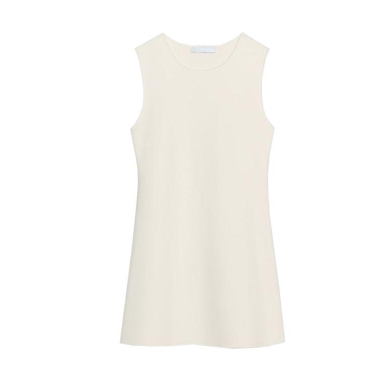 Spring New Women's Clothing Classic Style Plain Stitch A- Line Hem Sleeveless Round Neck Short Dress 9598019
