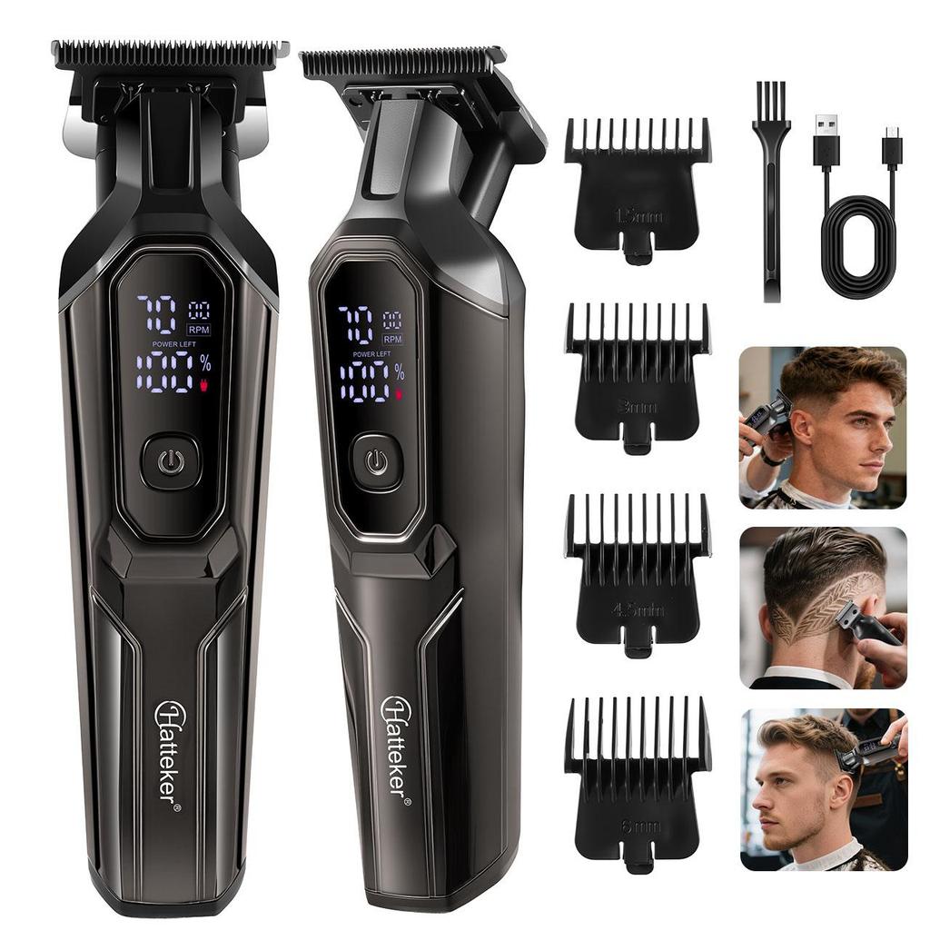 Hatteker Multi-Functional Hair Clipper with Digital Display Multiple Guide Combs 3-Color Options for Men's Grooming