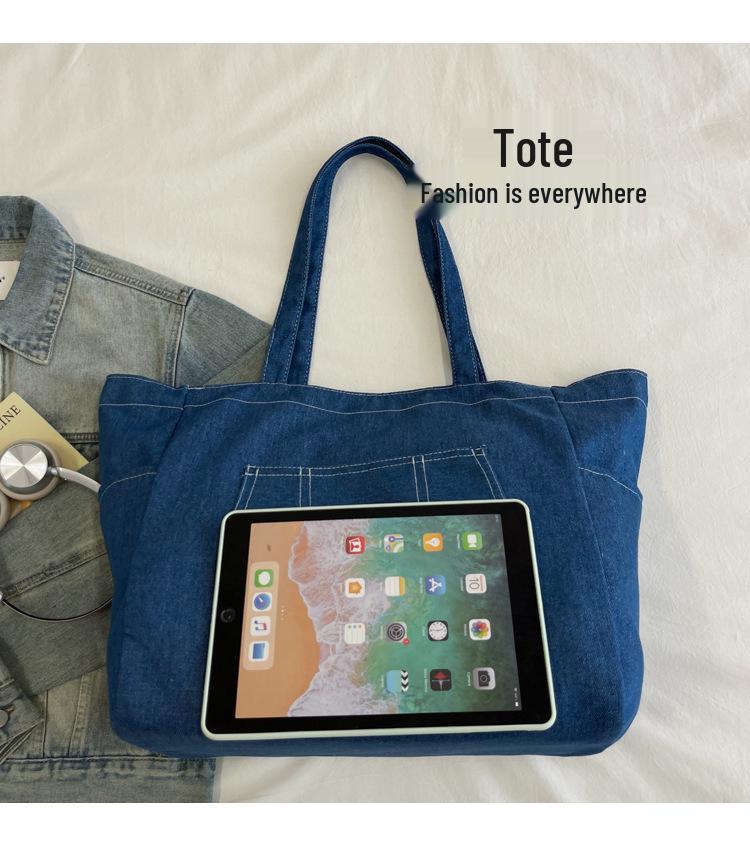 Tote Bag: Large Capacity Denim Shoulder Bag for College Commuters, Trendy and Cool Design for Men and Women 2026