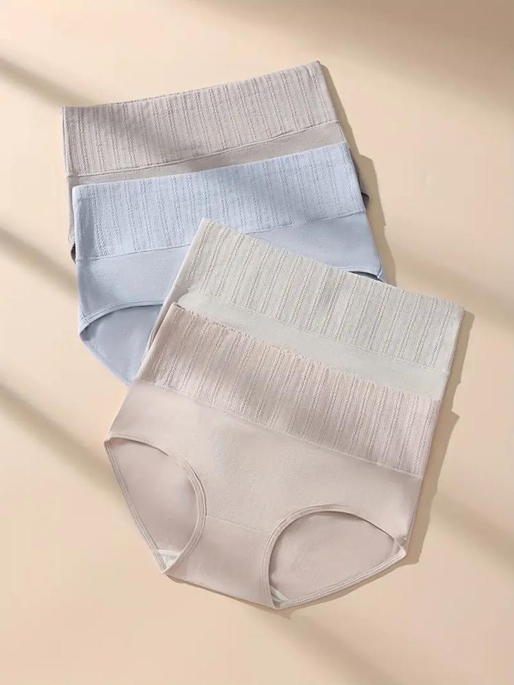 4Pcs Damen Höschen Hohe Taille Body Shaper Unterwäsche Baumwolle Unterhose Solide Mädchen Slips Weiche Panty Plus Size Weibliche Dessous