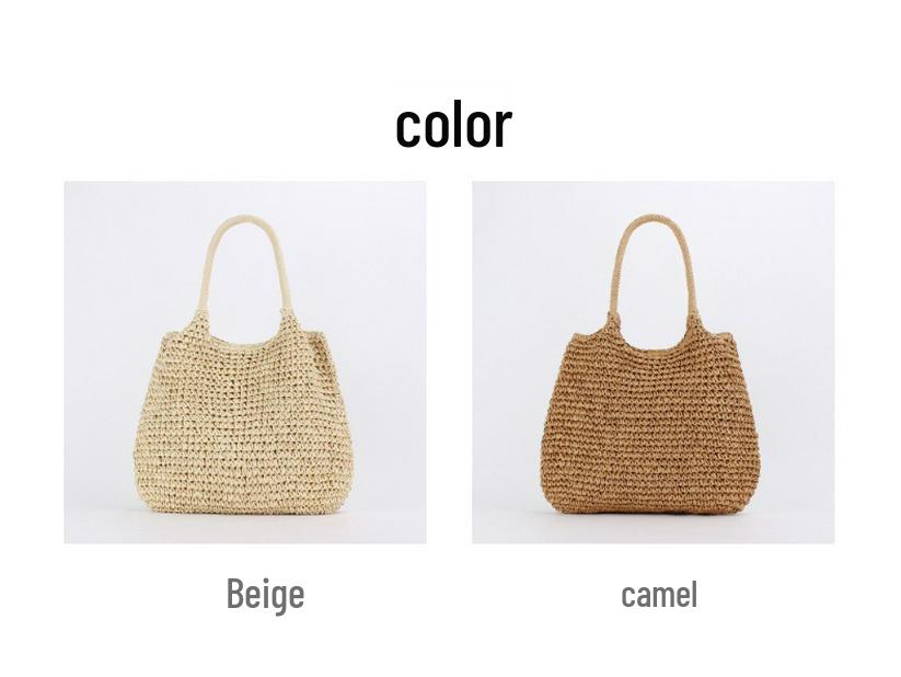 Letnia ręcznie robiona plisowana pleciona z papieru torba crossbody na ramię - damska torba o dużej pojemności