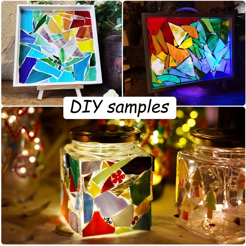 Mixed Shape Glass Mosaic Tiles Handicrafts,Stained Glass Pieces Mixed Colored Glass Fragments DIY Mica Pieces Mosaic Fragments