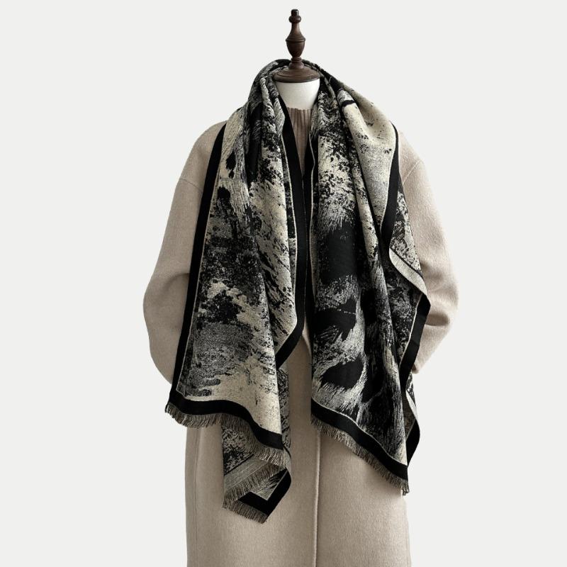 Double-sided double-wearing personalized leopard print imitation cashmere scarf shawl women's winter warm punk street sweet cool style scarf