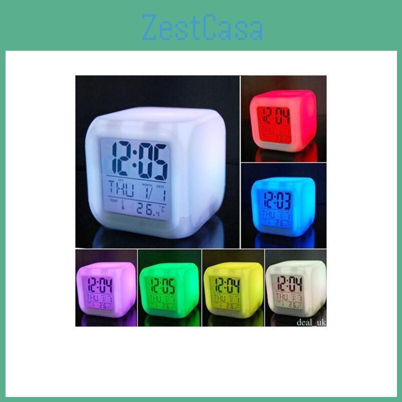 Stress Relieve Home Bedroom Child 7 Color Led Change Digital Glowing Alarm Clock For Relaxation
