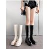 Keep your own money! British style white platform Martin boots, small height-increasing elastic thin boots