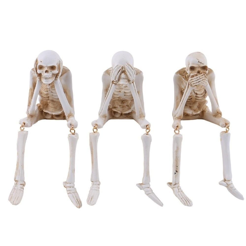 Spooky Atmosphere Halloween Skull Figurines Resin Material Skeleton Decoration Home Decor