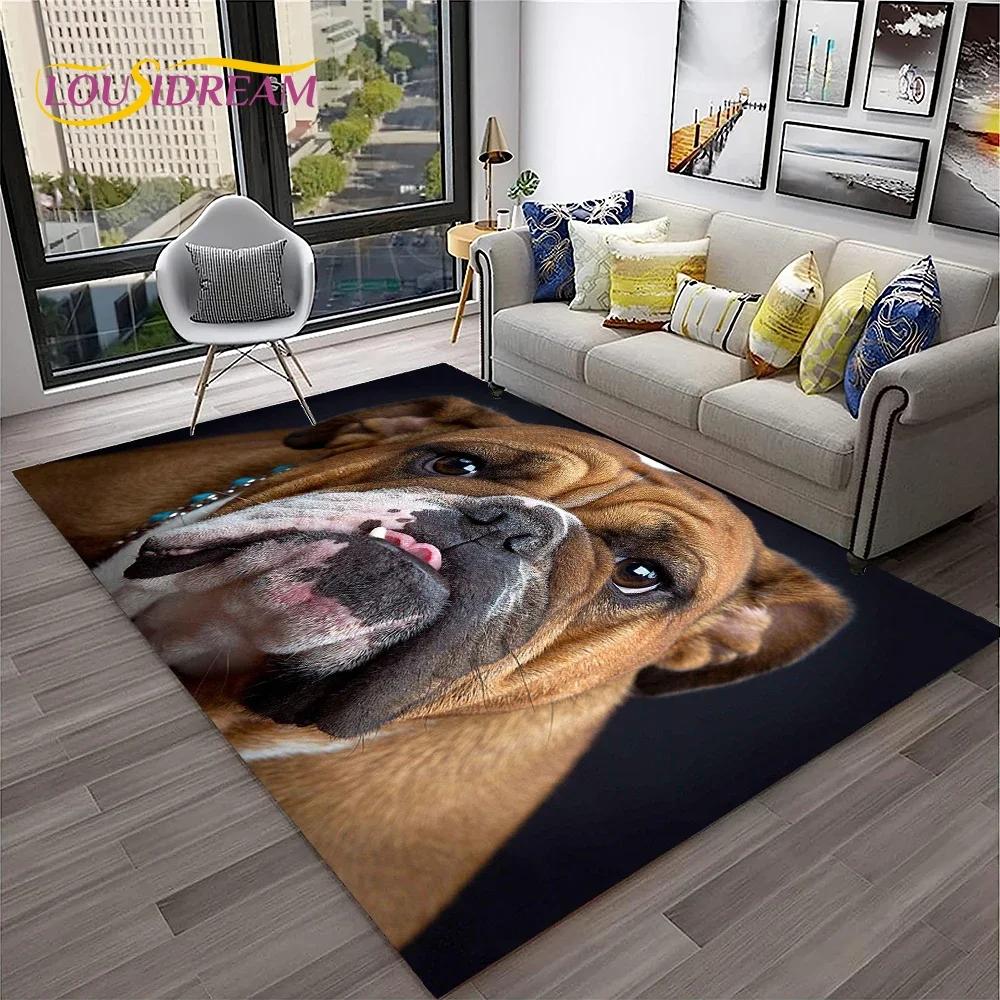 Cartoon French Pit Bull Dog Pet Carpet Rug for Home Living Room Bedroom Sofa Doormat Decor,kids Play Area Rug Non-slip Floor Mat