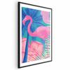 Poster - Pink Flamingo - Abstract Flamingo On a Background of Palms and Ice Cubes