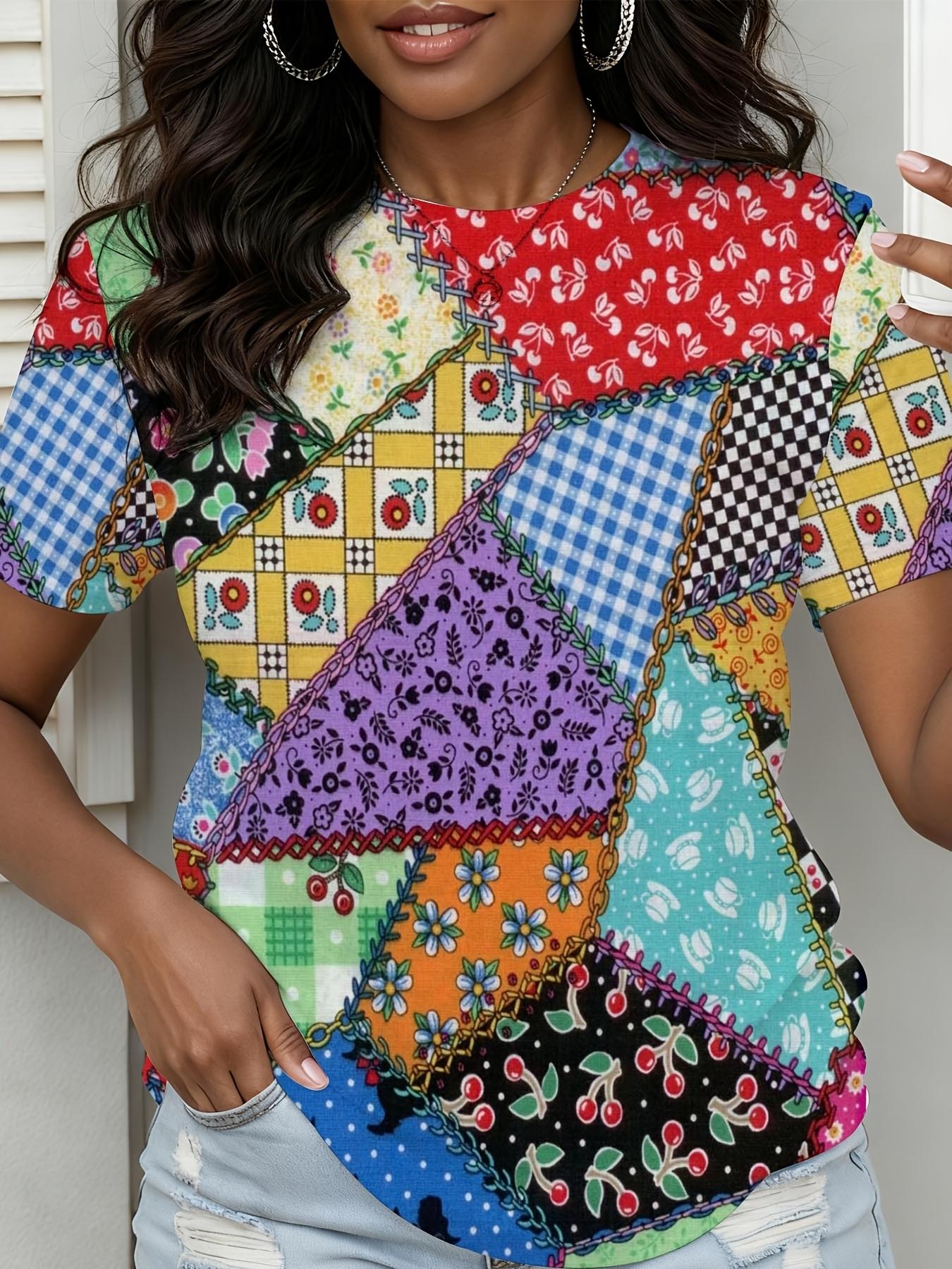 

0XL to 9XL Women s Clothing with Colorful Patchwork Patterns. Featuring Bright Floral Cherry and Plaid Prints S дубильная кора
