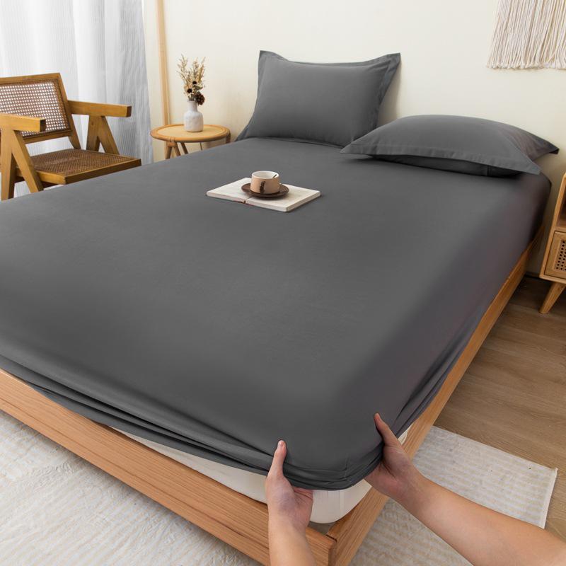 Solid Color Sheet Fitted Flannel Comfortable Skinfriendly Cotton Dustproof Protection For Singledouble Beds