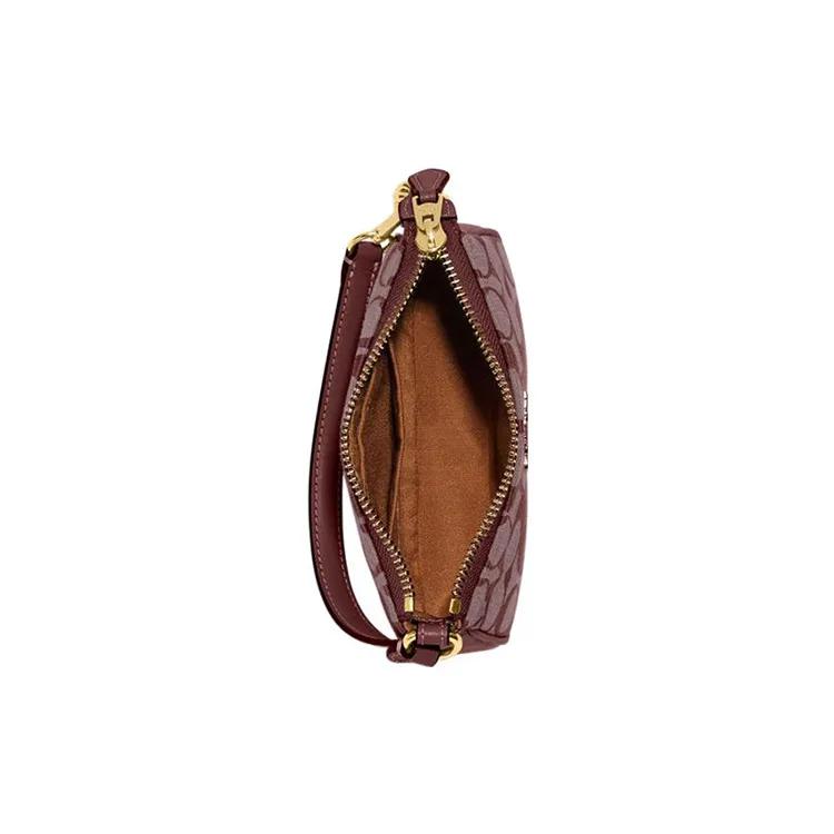 COACH Nolita Canvas Leather Handbag Clutch Mini Women's Burgundy (Unisex) Clutches CI027 IMMZI