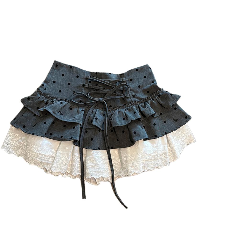 Dot Short Puff Skirt Lace Mini Cake Skirt Fashion Flounce Short Skirt  Streetwear