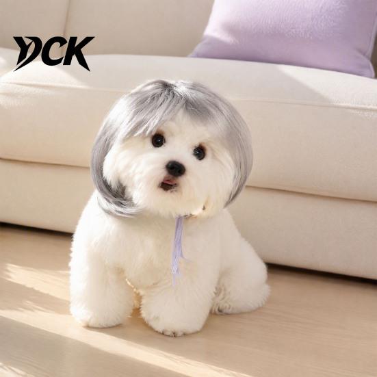 Funny Cat Cosplay Wig Pet Wig, Cute Bob Cut Afro Curly with Adjustable Accessories Elastic Band, Breathable for Dogs, Cats Halloween Party Headwear