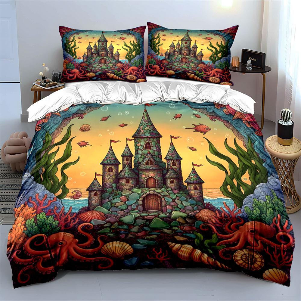"Whimsical underwater castle dreams" Bedding sets Duvet covers Pillowcases(1* Duvet Cover 2* Pillowcases without duvet insert)