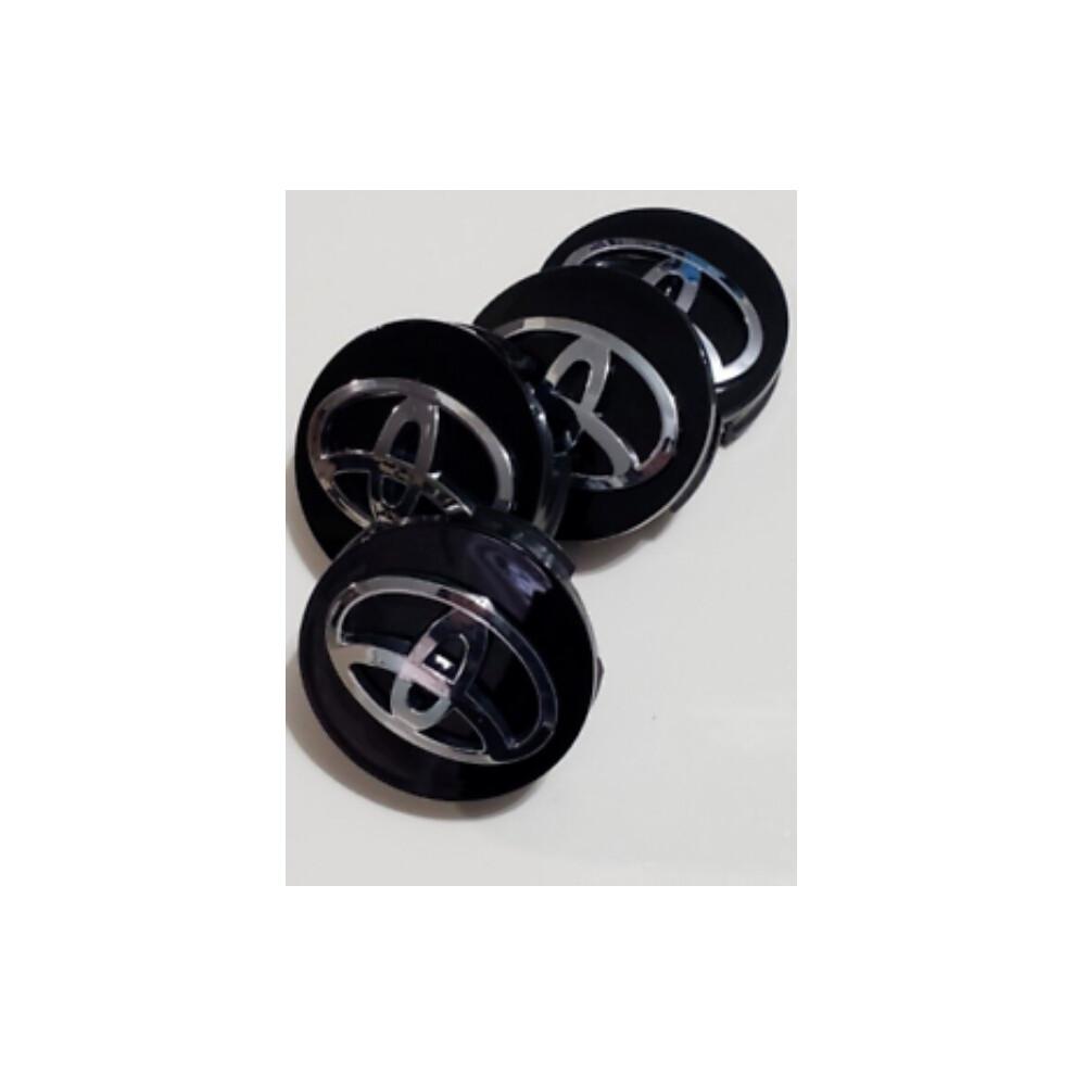 4X Toyota Wheel Rims Center Caps Black/Chrome Logo 62Mm Camry/Corolla